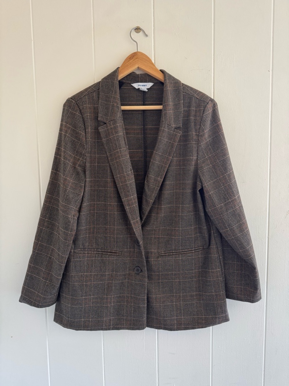 Old Navy Brown Plaid Single-Button Blazer